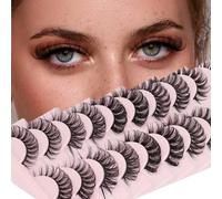 Lot de 10 paires de cils courts russes naturels bouclés D effet 3D, légers, 15 mm (#02) [Volume-5 styles mélangés]