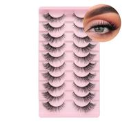 Lot de 10 paires de cils russes en faux vison, aspect naturel, bouclés, multicouches, effet œil de chat (3DMAO-4)
