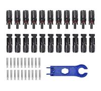 Lot de 10 paires de connecteurs MC4 de câble solaire de type MC4 - Kit d'outils de sertissage de qualité supérieure avec fiche et femelle pour installations photovoltaïques en plein air