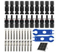 Lot de 10 paires de connecteurs solaires MC4 - Étanche IP67 - Avec 2 outils - Connecteurs solaires noirs pour câble PV 6 mm² - Fiche PV pour panneaux solaires photovoltaïques - Accessoires de