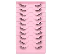 Lot de 10 paires de demi-cils en vison naturels et duveteux - Bande transparente - Pour débutants - Maquillage quotidien - 7 à 15 mm