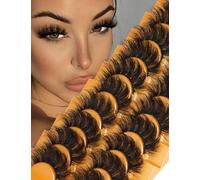 Lot de 10 paires de faux cils aspect naturel moelleux 8D 20 mm de long C Curl Strip Eye Cils réutilisables qui ressemblent à des extensions par Goddvenus