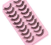 Lot de 10 paires de faux cils russes à bande D, duveteux, bouclés, effet 3D, courts et légers (#03)