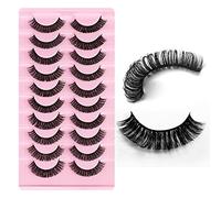 Lot de 10 paires de faux cils russes à bande D, duveteux, bouclés, effet 3D, courts et légers (#03)