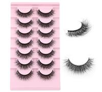 Lot de 10 paires de faux cils russes à bandes duveteuses D Curl réutilisables - Faux cils hybrides - Aspect naturel