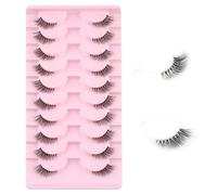Lot de 10 paires de faux cils russes à bandes duveteuses D Curl réutilisables - Faux cils hybrides - Aspect naturel
