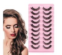Lot de 10 paires de faux cils russes naturels moelleux 3D bouclés, doux et réutilisables