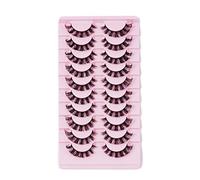 Lot de 10 paires de faux cils style russe - Boucle D - Cils pleins moelleux - Réutilisables - V3I7