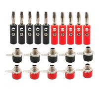 Lot de 10 paires de fiches bananes argentées 4 mm mâles et femelles 4 mm pour panneau de montage sur panneau Rouge/noir