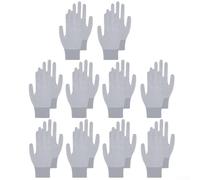 Lot de 10 paires de gants de pêche en nylon respirant haute élasticité au poignet épais et antidérapant en latex pour cyclisme, camping (gris)