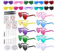 Lot de 10 paires de lunettes de soleil en forme de cœur - Transparentes - Pour fête d'anniversaire, mariage, carnaval - Pour adultes, garçons et filles