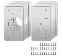 Lot de 10 paires de plaques de réparation de charnière en acier inoxydable pour armoires et tiroirs de cuisine, avec vis pour fixation et renforcement (4 paires)