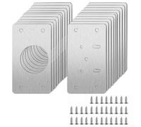 Lot de 10 paires de plaques de réparation en acier inoxydable pour charnières de porte d'armoire de cuisine et tiroir (10 paires)