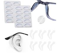 Lot de 10 paires de protège-nez auto-adhésifs antidérapants pour lunettes, 6 paires d'embouts de lunettes derrière les oreilles, coussinets de nez et coussinets d'oreille
