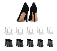 Lot de 10 paires de protège-talons hauts, protège-talons, chaussures de danse, silencieuses, résistantes à l'usure, protection des talons hauts, pour herbe, mariage, activités de plein air - Noir
