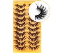 Lot de 10 paires d'extensions de cils russes avec bande transparente qui ressemble à des extensions de cils courbés D