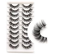 Lot de 10 paires d'extensions de cils russes avec bande transparente qui ressemble à des extensions de cils courbés D