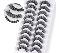 Lot de 10 paires d'extensions de cils russes avec bande transparente qui ressemble à des extensions de cils courbés D