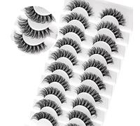 Lot de 10 paires d'extensions de cils russes avec bande transparente qui ressemble à des extensions de cils courbés D
