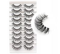 Lot de 10 paires d'extensions de cils russes avec bande transparente qui ressemble à des extensions de cils courbés D