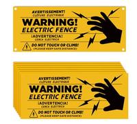 Lot de 10 panneau d'avertissement électrique - 25 x 10 cm pour clôture / clôture