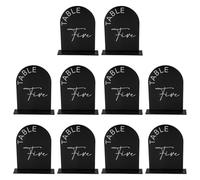 Lot de 10 panneaux de numéro de table en acrylique avec supports, pour fête prénuptiale, fiançailles, réception, grande taille (noir, S)