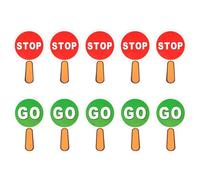 Lot de 10 panneaux de sécurité double face « Stop Go » pour l'école, le chantier, le contrôle du parc, réversible, avec inscription « Stop Go »