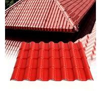 Lot de 10 panneaux de toiture ondulés en résine - Plaques de toit étanches et ignifuges avec isolation thermique, pour gazebos, serres, abris de jardin, couvertures de terrasse et carports.(Red)