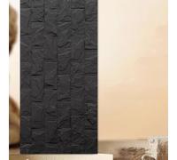 Lot de 10 panneaux muraux 3D aspect pierre, revêtement mural en polyuréthane pour intérieur et extérieur, résistant à l'eau et à l'humidité pour la maison et le bureau (noir, 10 pièces)