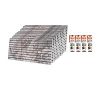 Lot de 10 panneaux muraux 3D et 4 adhésifs, 50 x 100 cm, en polystyrène, motif floral, panneaux acoustiques style bois, décoration de chambre et crédence de cuisine, alternative