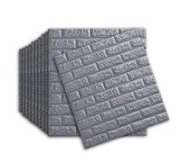 Lot de 10 panneaux muraux autocollants 3D pour salle de bain, chambre à coucher, salon, balcon, cuisine (77 x 70 cm) (gris argenté)