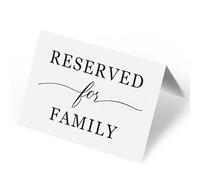 Lot de 10 panneaux « Reserved For Family » - Élégants panneaux de table réservés de 10,2 x 15,2 cm pour réception de mariage, restaurant, fête