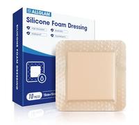 Lot de 10 pansements en mousse de silicone avec bordure adhésive, 10,2 x 10,2 cm, pansements imperméables super absorbants pour escarres, brûlures, plaies chirurgicales | Hypoallergénique et flexible