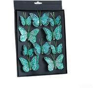 Lot de 10 papillons décoratifs à suspendre pour sapin de Noël (vert) | Finition pailletée vibrante, design creux réfléchissant la lumière, comprend 10 clips sécurisés, construction en plastique