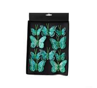 Lot de 10 papillons décoratifs creux avec finition pailletée pour sapin de Noël et décoration de vacances (vert)