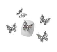 Lot de 10 papillons en alliage 3D pour ongles, papillons, pierres précieuses pour décoration d'ongles