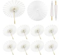 Lot de 10 parapluies en papier blanc de diamètre 40/60/80 cm de diamètre pour décoration à faire soi-même, 1 couleur, 40 cm