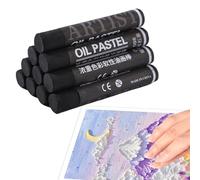 Lot de 10 pastels à l'huile ronds noirs doux pour enfants - Craie lisse - Couleurs vives intenses - Fournitures d'art non toxiques pour le dessin, le mélange de graffiti pour artistes débutants