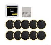 Lot de 10 patchs de réparation sans colle pour pneu de vélo - Kit de réparation de chambre à air en caoutchouc pour vélo - Pas besoin de colle - Outils de fermeture rapide - Noir - 25 mm