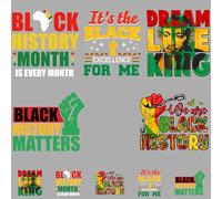 Lot de 10 patchs thermocollants pour vêtements, sac à dos, motif « We are Black History » - Autocollant de presse à chaud lavable