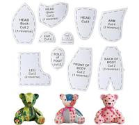 Lot de 10 patrons de couture en forme d'ours en mémoire + manuel d'instructions (français non garanti), coupe précise de 38,1 cm en acrylique fait à la main, motif ours en peluche, cadeau