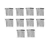Lot de 10 peignes à cheveux en métal noir à 10 dents torsadées pour mariage, voile de mariée, barrettes à cheveux décoratives pour chignon français pour femmes et filles (noir)