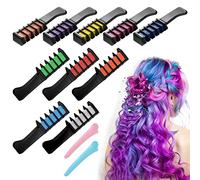 Lot de 10 peignes à craie pour cheveux avec 2 pinces à cheveux temporaires - Crayon de couleur lavable - Crayon de couleur pour cheveux DIY pour fête, cosplay