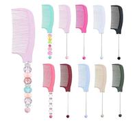 Lot de 10 peignes à perles en plastique avec barre vierge pour coiffeur - Couleurs assorties