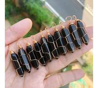 Lot de 10 pendentifs à Pointe hexagonale en Pierre d'onyx Noir, amulette de guérison Reiki Chakra-par défaut