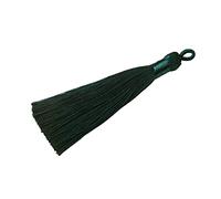 Lot de 10 pendentifs à pompons multicolores de 8 cm - Marque-page - Pour boucles d'oreilles, fabrication de bijoux, sacs, marque-pages, bricolage, accessoires d'artisanat, vert foncé