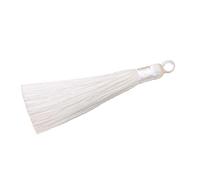 Lot de 10 pendentifs à pompons multicolores de 8 cm - Marque-page - Pour boucles d'oreilles, fabrication de bijoux, sacs, marque-pages, bricolage, accessoires d'artisanat, blanc