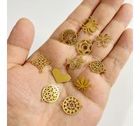 Lot de 10 pendentifs connecteurs DIY en acier inoxydable gravé, motifs toiles d'araignées, fleurs, cœurs, pour colliers et bijoux