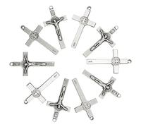 Lot de 10 pendentifs crucifix de Saint Benoît | À ajouter au chapelet ou bijoux religieux | Excellent cadeau catholique pour la première communion ou confirmation | Saint patron des étudiants | Fabriqué en Italie, Métal, Sans pierre précieuse