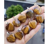 Lot de 10 pendentifs en Forme de cœur en Pierre précieuse œil de Tigre pour amulette de guérison Reiki Chakra-par défaut